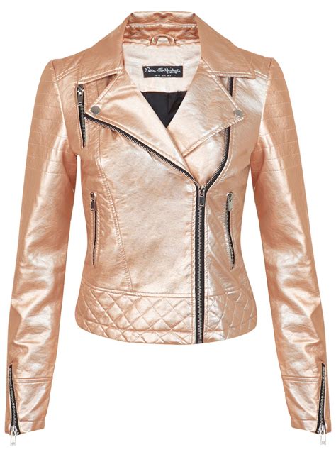 black leather jacket rose gold